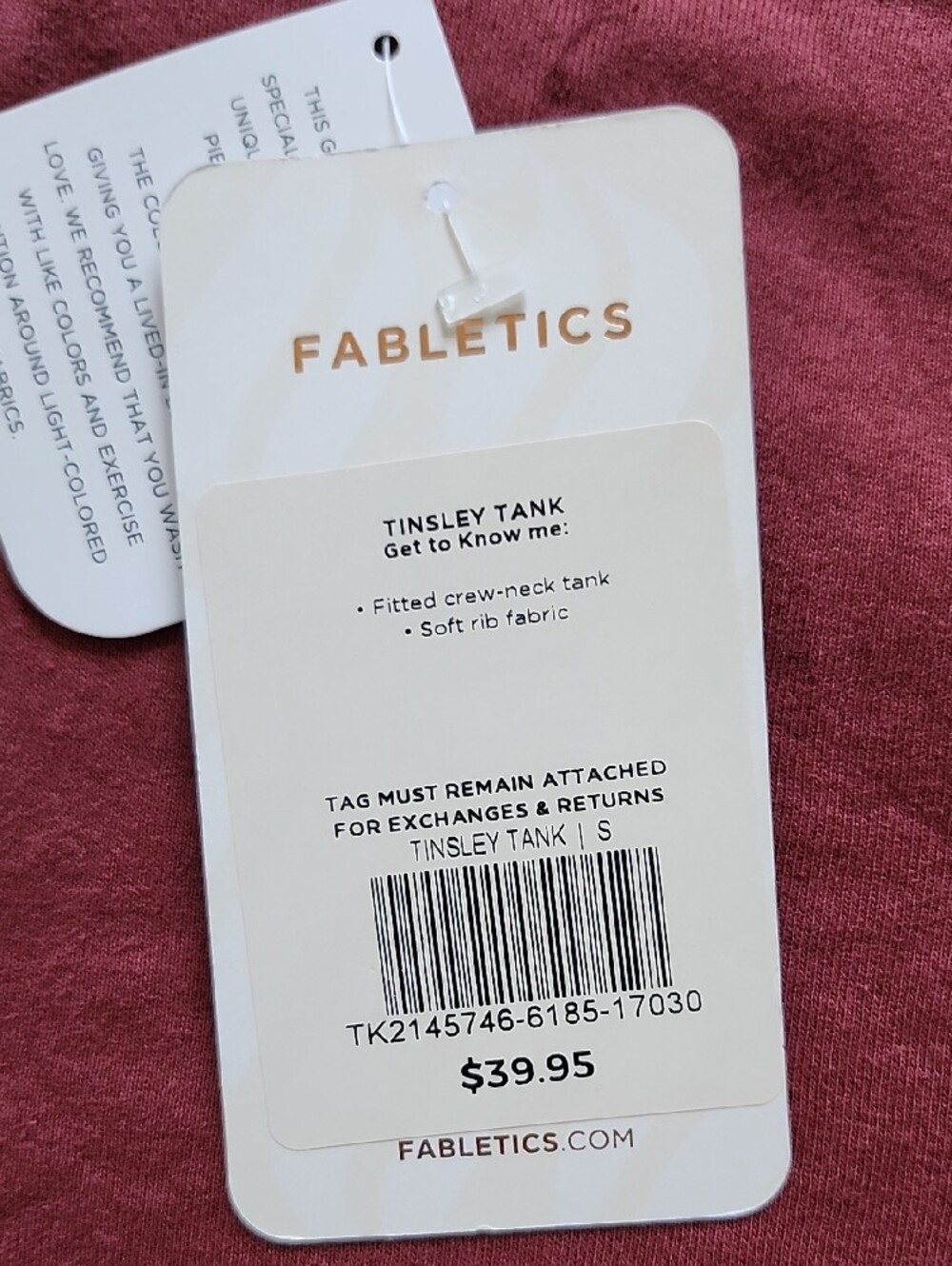 Fabletics Burgundy Ribbed Racerback Activewear Tank Top Size S NWT - Picture 2 of 6